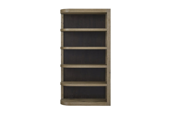 English Elm Reversible Etagere in English Knotty Oak Veneer — Solid Wood/MDF, Reversible Shelving, Sculptural Rounded Fronts B2699P401365