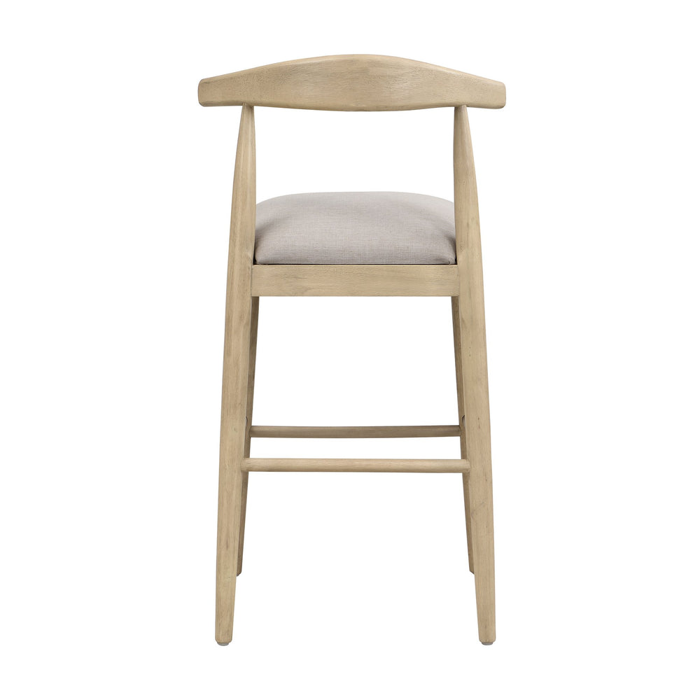 English Elm Christopher Knight Home® - BAR STOOL ladder-back farmhouse set of 2 with upholstered rubberwood seats, tapered legs, timeless charm Grey N771P339893D