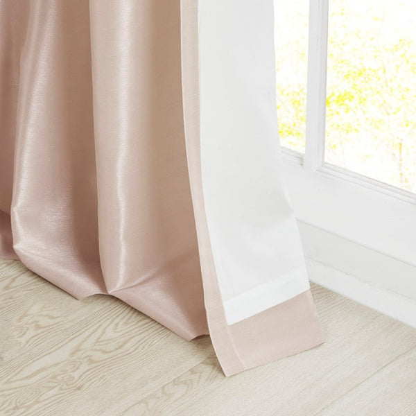 English Elm Twist Tab Lined Window Curtain Panel - Elegant Blush Faux Silk, 50X95" For Luxurious Home Decor B03598208-GIGA