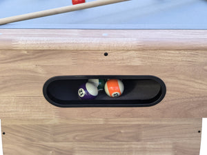 English Elm 7 Foot Billiards Table with Green Velvet Cloth Black Finish and Full Accessory Kit W1936P254217