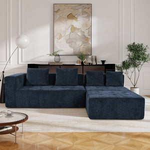 English Elm U_Style Modern Large Removable Modular Sofa 3-Piece Set with Foam+Pocket Spring Seats, 110" W Dark Blue WY000412AAC