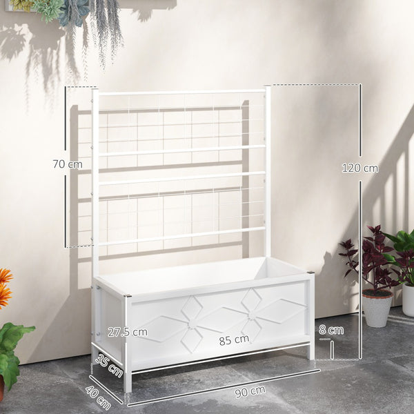 English Elm Outsunny Galvanized Steel Raised Planter with Built-in Trellis for Vertical Garden Growth W2225P485616