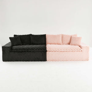 English Elm Luxury Color-Block Turtle Velvet Multifunctional Sofa - Cozy, Stylish Living Room Furniture For Any Space W3371S00051