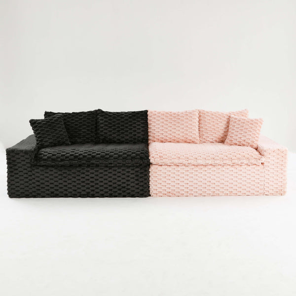 English Elm Luxury Color-Block Turtle Velvet Multifunctional Sofa - Cozy, Stylish Living Room Furniture For Any Space W3371S00051