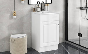 English Elm [video] Compact Sage Green Bathroom Vanity with Ceramic Sink Soft Close Cabinet White N759P237932K