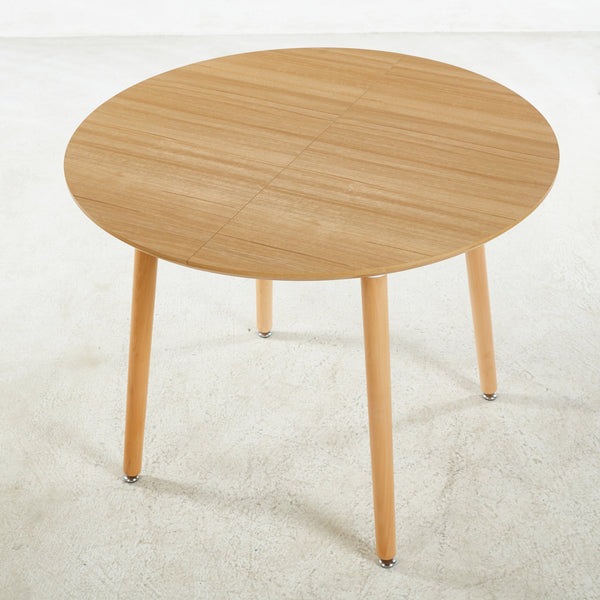 English Elm Extensible modern expandable dining and office table with sturdy wood legs, MDF top, easy assembly, versatile design Oak W234P254260