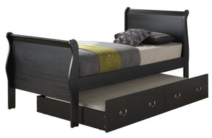 English Elm Timeless Twin Storage Bed Black — Space-Saving Particle Board Design with Under-Bed Organizer, Durable Style B078S00357
