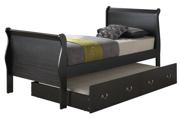English Elm Timeless Twin Storage Bed Black — Space-Saving Particle Board Design with Under-Bed Organizer, Durable Style B078S00357