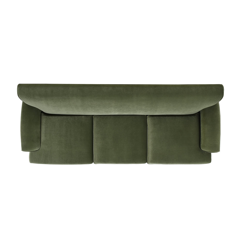 English Elm Jennifer Taylor Home - Alana Lawson Three-Cushion Olive Green Velvet Sofa - Timeless Elegance & Easy Care Comfort B2719P238314