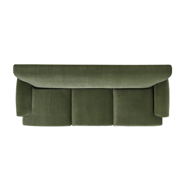 English Elm Jennifer Taylor Home - Alana Lawson Three-Cushion Olive Green Velvet Sofa - Timeless Elegance & Easy Care Comfort B2719P238314