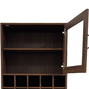 English Elm Kitchen Pantry Cabinet Tall Farmhouse Design with Glass Doors and Pull-out Shelving W331P425810