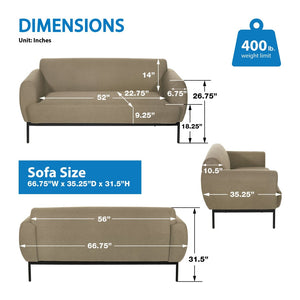 OSP Home Furnishings Delta Contemporary Commercial Grade Sofa with Sinuous Spring Support and Black Metal Legs DTL53-K063