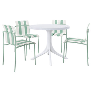 English Elm Summer Outdoor Dining Set Stackable Pp Chairs Round Table Uv Resistant Patio Cream White,Haze Green,White W3450S00115
