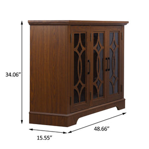 English Elm 48.66" Wide Tempered Glass Door Buffet Sideboard with Adjustable Shelves Dark Finish Dark Oak W2899P372745