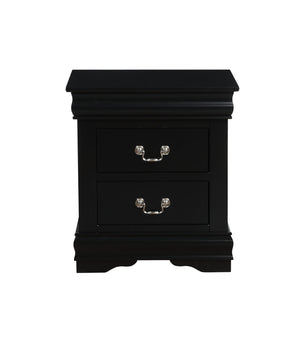 English Elm Louis Louis Philippe nightstand with two smooth-glide drawers, brushed nickel handles, durable dovetail build enhancing bedroom organization Black 27 L x 18 W x 23 H B2726P252726