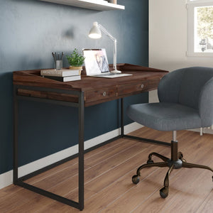 English Elm Ralston Handcrafted Desk In Distressed Charcoal Brown - Stylish, Functional, And Perfect For Small Spaces B136P159561-GIGA