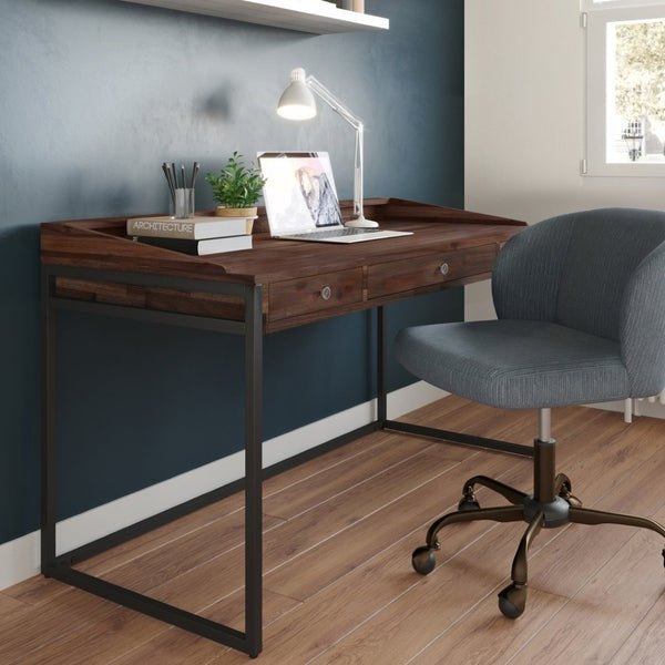 English Elm Ralston Handcrafted Desk In Distressed Charcoal Brown - Stylish, Functional, And Perfect For Small Spaces B136P159561-GIGA