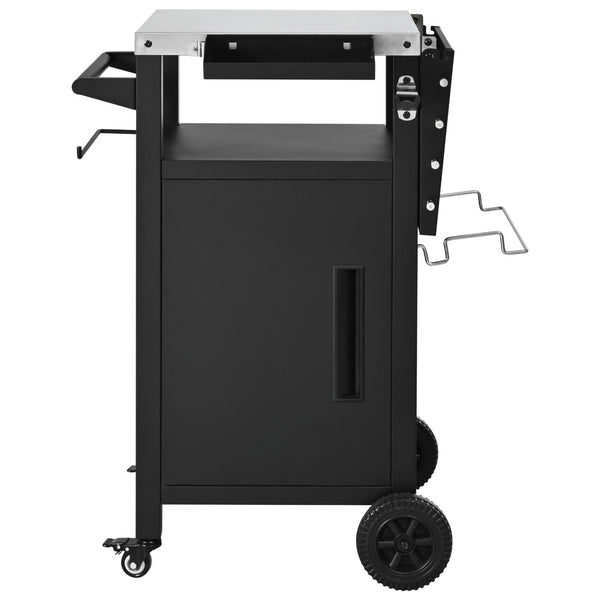 English Elm K&k Outdoor Grill Cart Stainless Steel Prep Station with Storage and Drop Leaf N707P379798B