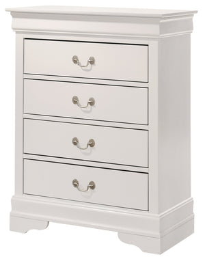 English Elm Louis Louis Phillipe G3160-BC 4 Drawer Chest with Carved Bases Curved Mouldings and Durable Drawers White 22 L x 37 W x 47 H B078108233