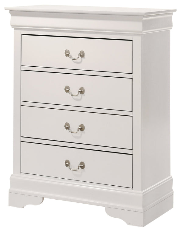 English Elm Louis Louis Phillipe G3160-BC 4 Drawer Chest with Carved Bases Curved Mouldings and Durable Drawers White 22 L x 37 W x 47 H B078108233