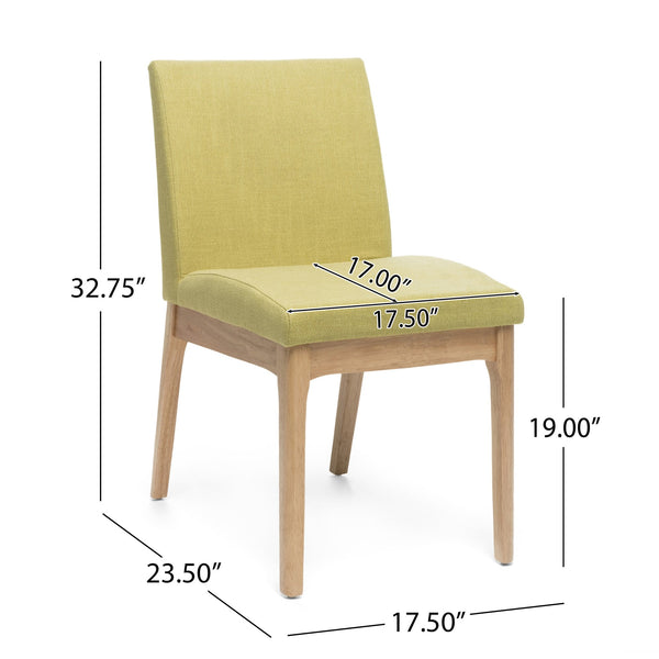 English Elm Christopher Knight Home® - DINING Chair with Upholstered Fabric Seat and Sleek Wood Legs — Compact Modern Comfort & Style Green 58924.00GTE
