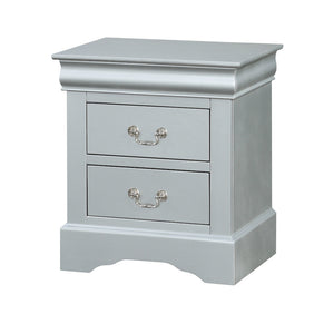 English Elm Louis Philippe Platinum Finish 2-Piece Bedroom Set: Elegant Queen Sleigh Bed & Nightstand Combo B2726S00174
