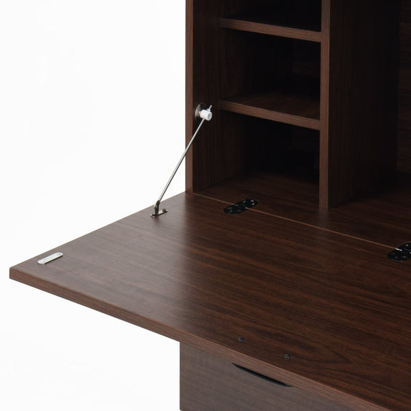 English Elm Desk Walnut Fold-Up Cabinet with Drawer & Shelves — Space-Saving Desk for Home Office Dorms, 31.5" W409P171382