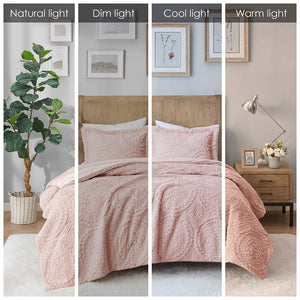 English Elm Twin Arya Embroidered Medallion Faux Fur Ultra Plush Comforter Mini Set - Luxurious Soft Bedding, Machine Washable Blush 19.29 L x 10.83 W x 10.83 H B03597036