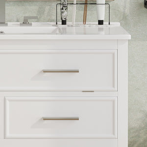 English Elm Christopher Knight Home® - 36" Modern Bathroom Vanity with Ceramic Sink, Tip-Out Tray, Soft-Close Drawers, Open Shelf, Waterproof Surface White N817P288908W