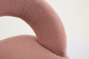 English Elm 061-Set Of 1 Plush Pink Teddy Fabric Dining Chair With Gold Legs - Ergonomic Design & Cozy Elegance W527P255486