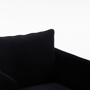English Elm Accent Velvet Armchair Mid-century Modern Plush Seat with Metal Legs for Any Room Black W3244P325834