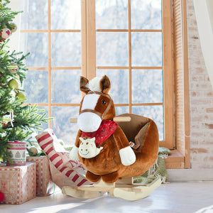 English Elm Qaba Giraffe Plush Toddler Rocking Ride on Toy with Sound and Safety Belt W2225P200532