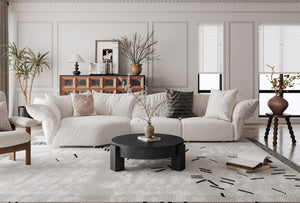 English Elm 33'' Round Coffee Table Parquet Veneer Flip Top Hidden Storage Wabi-sabi Living Room Black W1435P419322