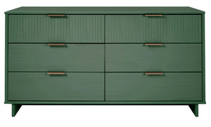 English Elm Granville 55" Sage Green Dresser - 6-Drawer Solid Wood Storage With Gold Handles & Modern Design B365S00088