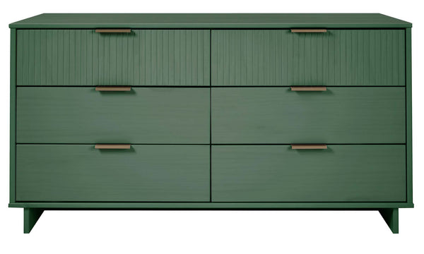 English Elm Granville 55" Sage Green Dresser - 6-Drawer Solid Wood Storage With Gold Handles & Modern Design B365S00088