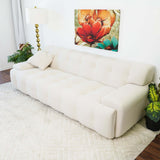 English Elm Ashcroft Furniture - Brampton Mid Century 90 Inch Cream Velvet Sofa