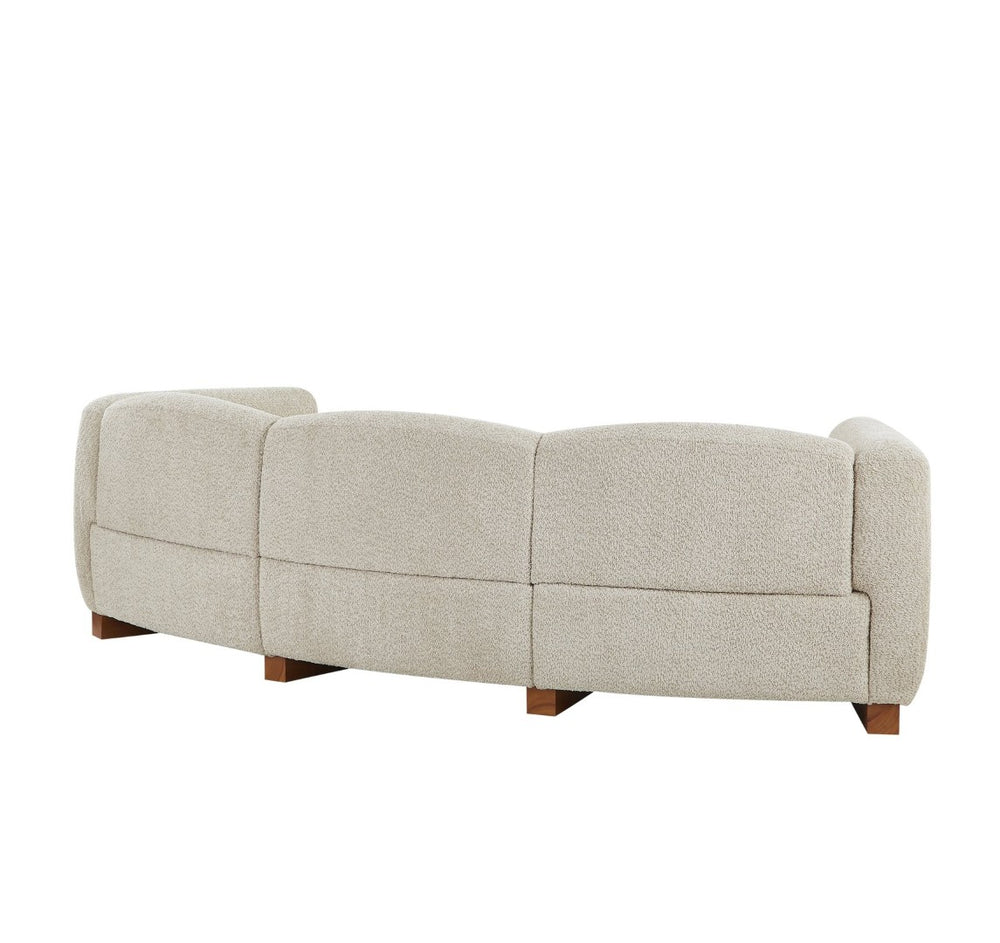 English Elm Elegant Boucle Curved Sofa with Natural Wood Base for Modern Living Rooms N773IS00098S