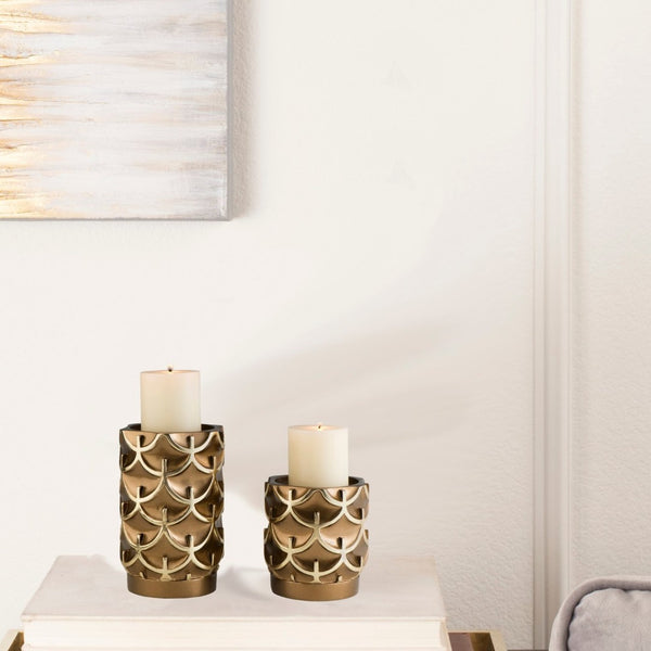 English Elm 5.5" and 8" Golden Polyresin Owl Wing Candleholders Glam Mantel Decor Set of 2 B072116549