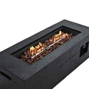 English Elm U_style Rectangular Outdoor Propane Fire Pit Mgo Set with Tank Cover Table Black,Light Gray WY000498AAB