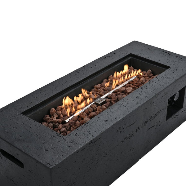 English Elm U_style Rectangular Mgo Propane Fire Pit Set with Tank Cover Table for Patios WY000500AAB