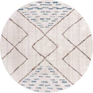 Unique Loom Aramis Kavi Machine Made Tribal Rug Ivory, Blue/Brown/Light Blue/Terracotta/Gray 10' 0" x 10' 0"