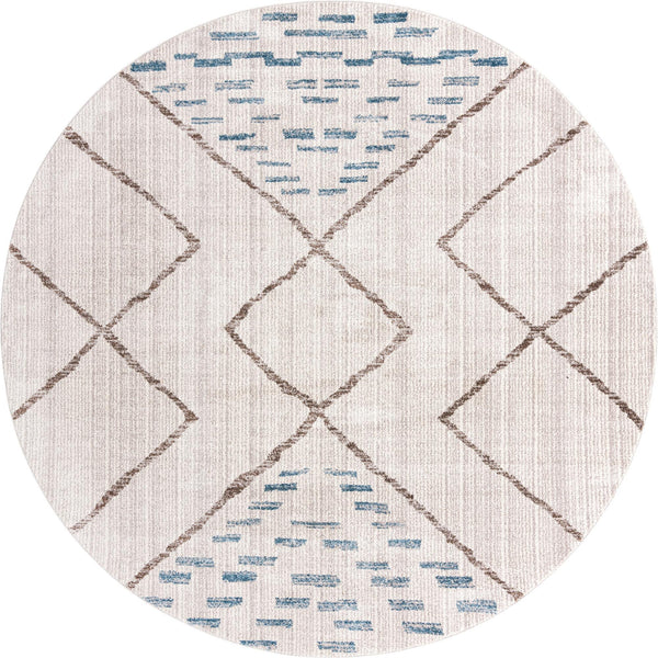 Unique Loom Aramis Kavi Machine Made Tribal Rug Ivory, Blue/Brown/Light Blue/Terracotta/Gray 10' 0" x 10' 0"