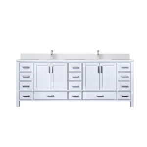 English Elm White Double Bath Vanity With Cultured Marble Top, Chrome Faucet & Ample Storage For Modern Spaces B2731P259149-GIGA