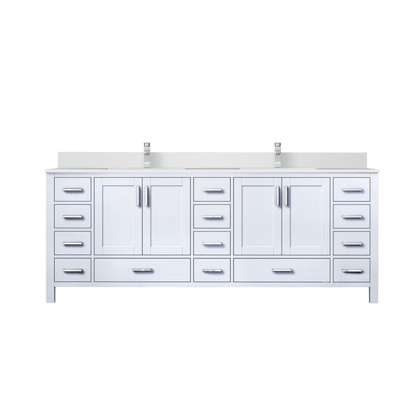 English Elm White Double Bath Vanity With Cultured Marble Top, Chrome Faucet & Ample Storage For Modern Spaces B2731P259149-GIGA