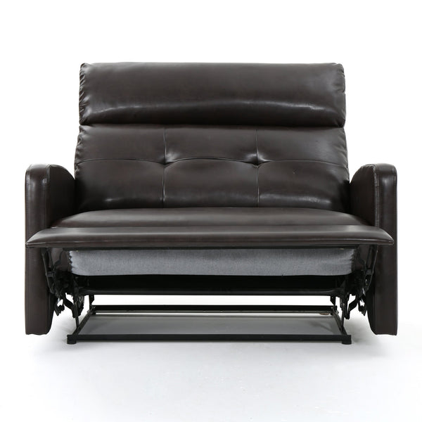 English Elm Christopher Knight Home® - Reclining Loveseat with Push-Back Recline, Plush Tufted Fabric Sofa, Compact Wall-Hugger Design Brown 61372.00PU