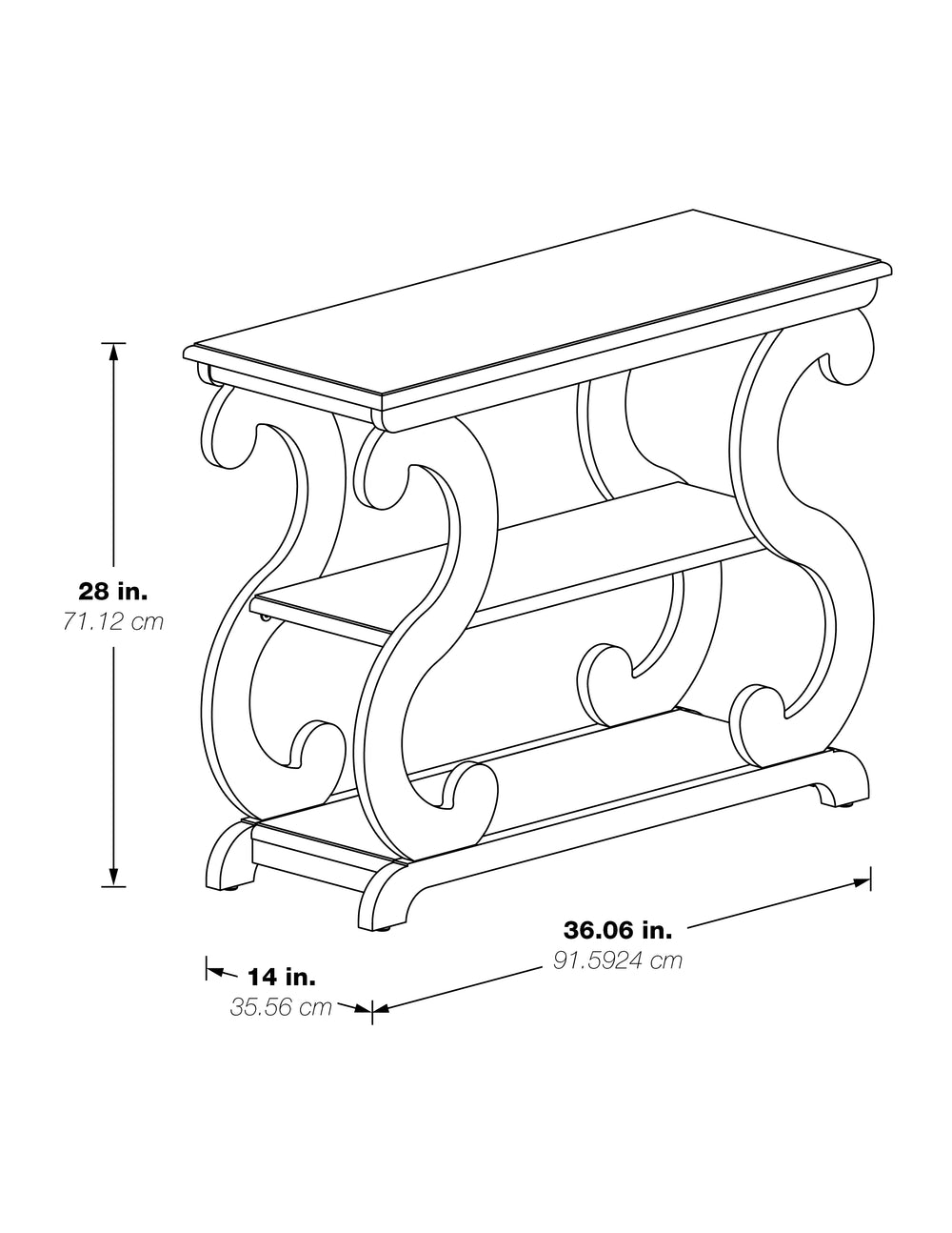 OSP Home Furnishings Ashland Console Table Brushed Black