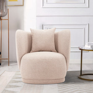 English Elm Siri Upholstered Lounge Chair Wheat — Pine Frame, Linen Weave, High-Density Foam, Accent Pillow, 440lb Capacity B365P398030
