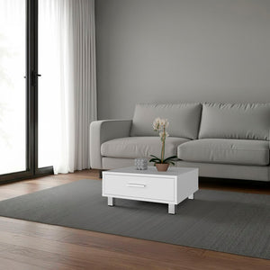 English Elm Berd Square Coffee Table with Hidden Drawer Open Metal Legs Modern Living Room B128P485428