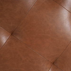 English Elm Christopher Knight Home® - Upholstered Round Button Tufted Ottoman in Orange/Dark Brown PU Leather — Plush Foam, Pocket Coil Comfort N757P233408T