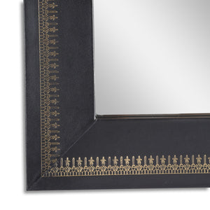 English Elm Christopher Knight Home® - Wall Black Mirror Handcrafted Leather Frame with Gold Embossing — Boho Tempered Glass Accent (27") 68949.00